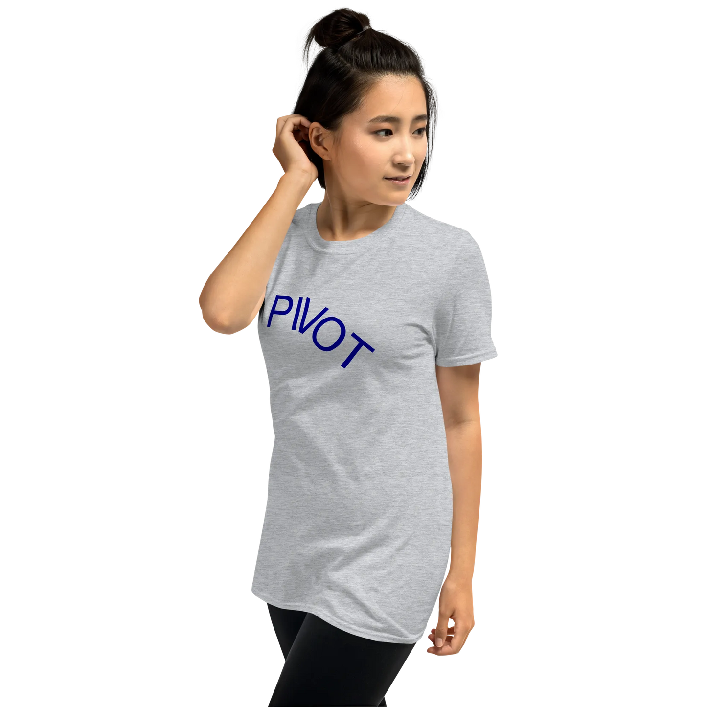 Pivot Tee in Sport Grey on woman left