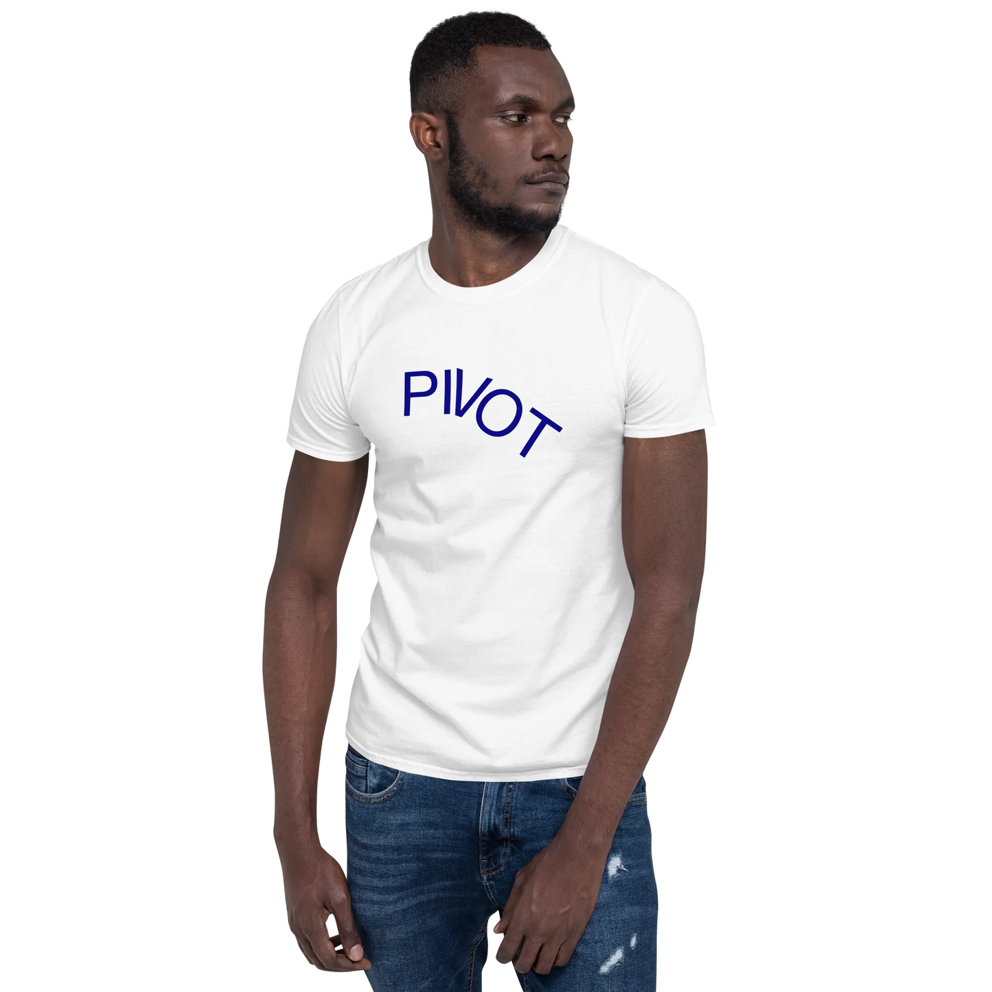 Pivot Tee in White on man front