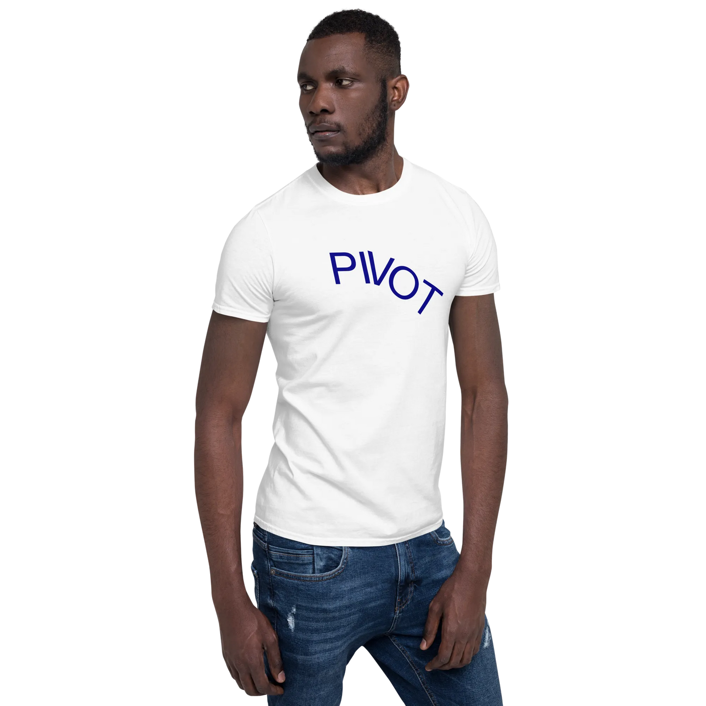 Pivot Tee in White on man right