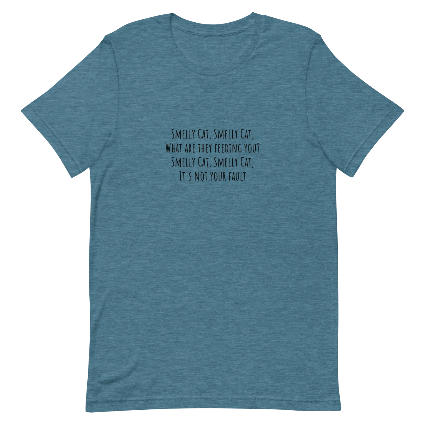 Smelly Cat Tee in Heather Deep Teal flatlay