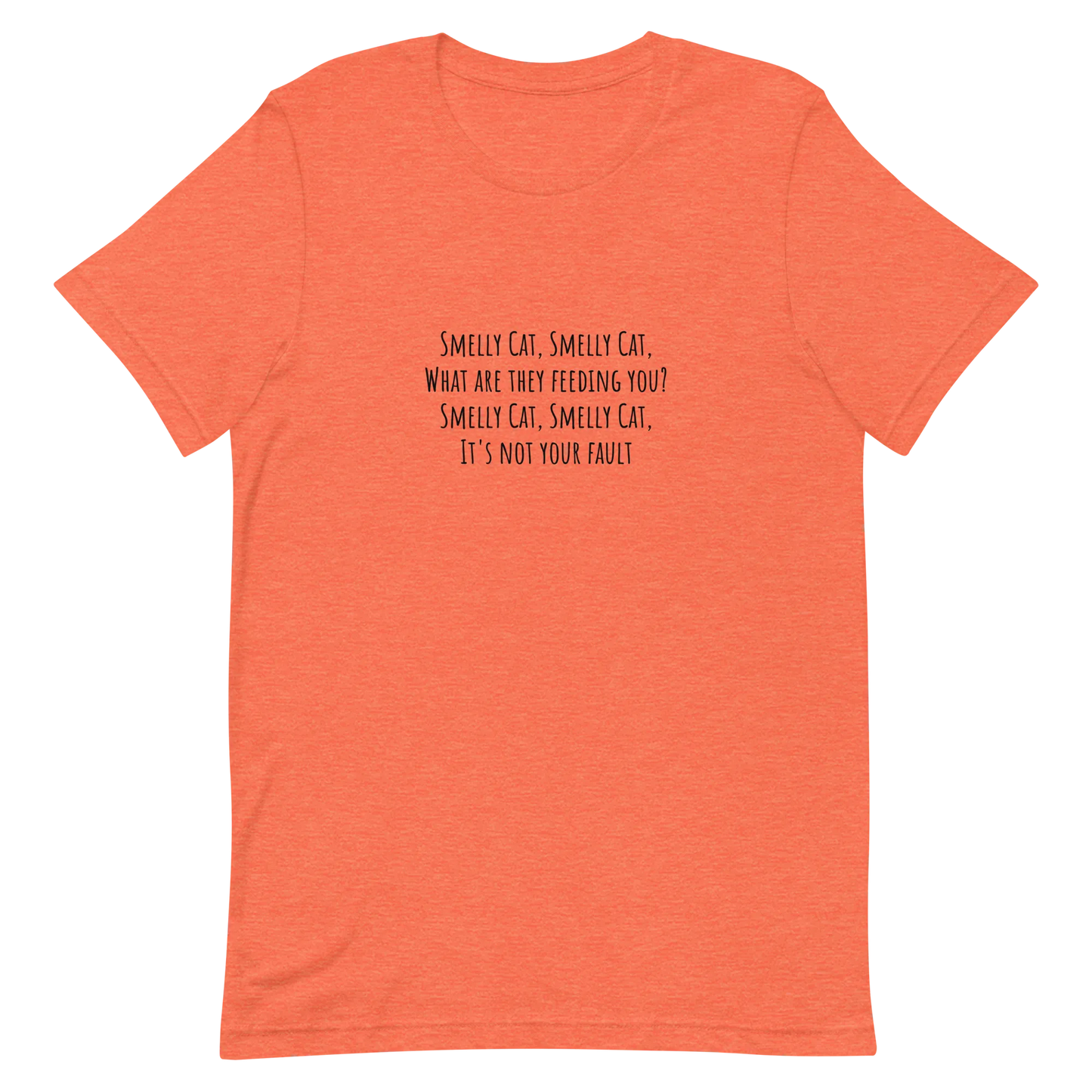 Smelly Cat Tee in Heather Orange flatlay