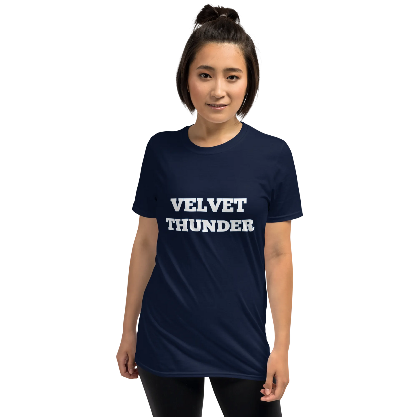 Velvet Thunder Tee in Navy on woman front