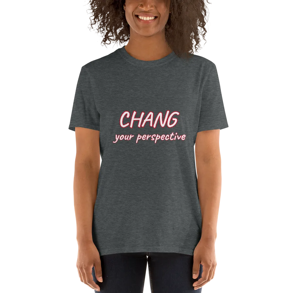 Chang Your Perspective Tee in Dark Heather Grey on woman