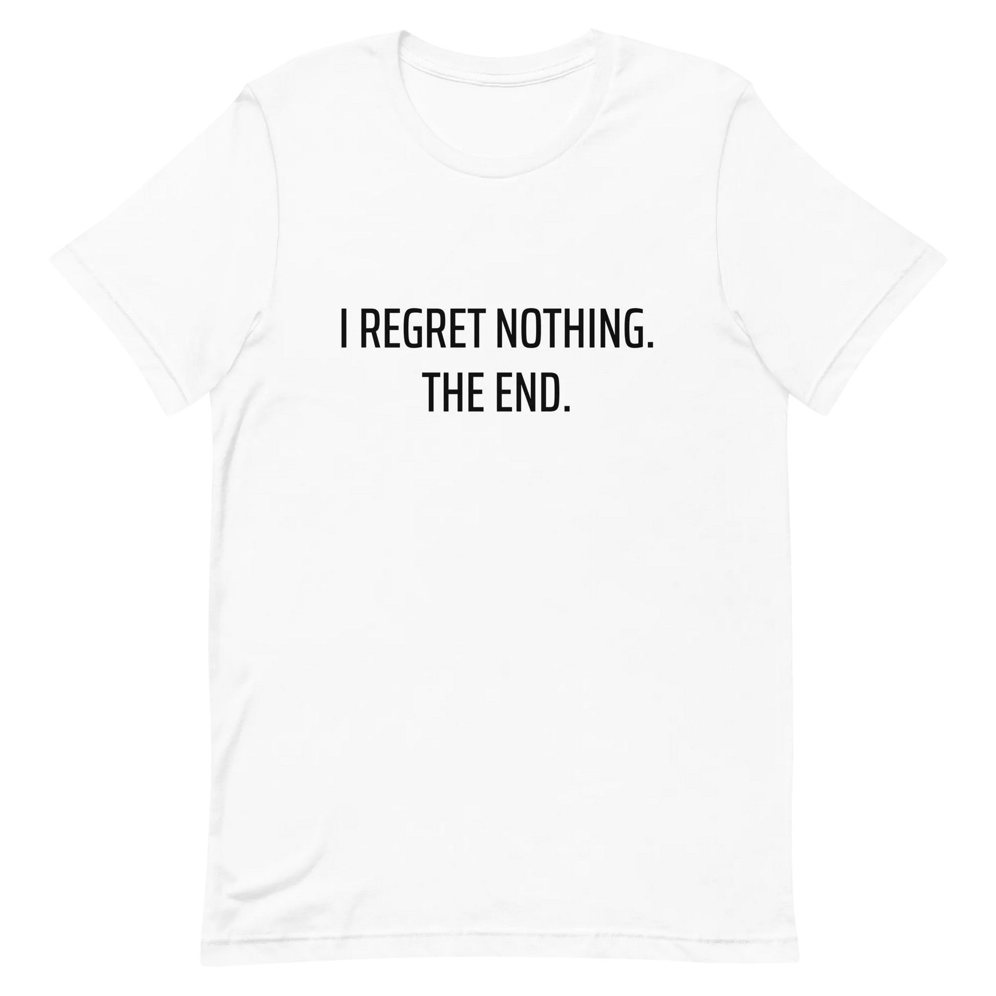 I Regret Nothing Tee in White flatlay
