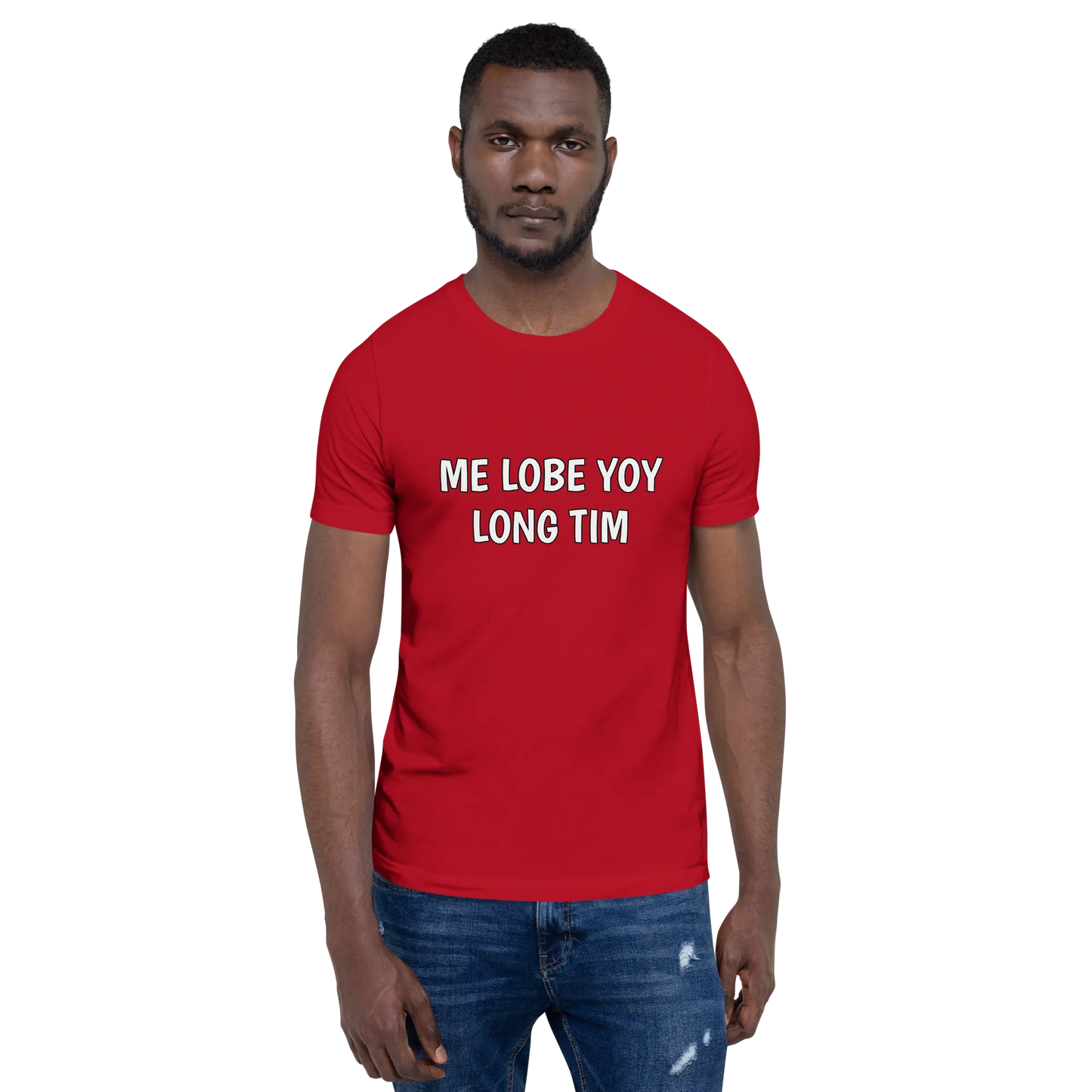 Me Lobe Yoy Long Tim Tee in Red on man front