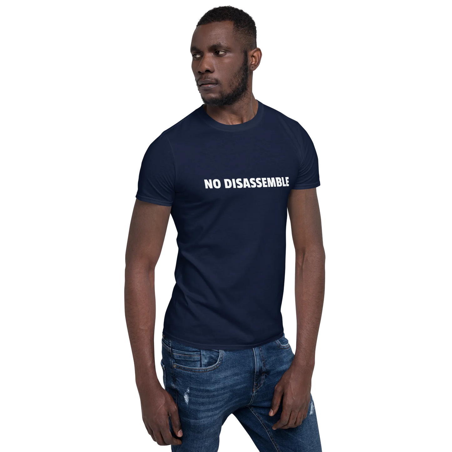 No Disassemble Tee in Navy on man front