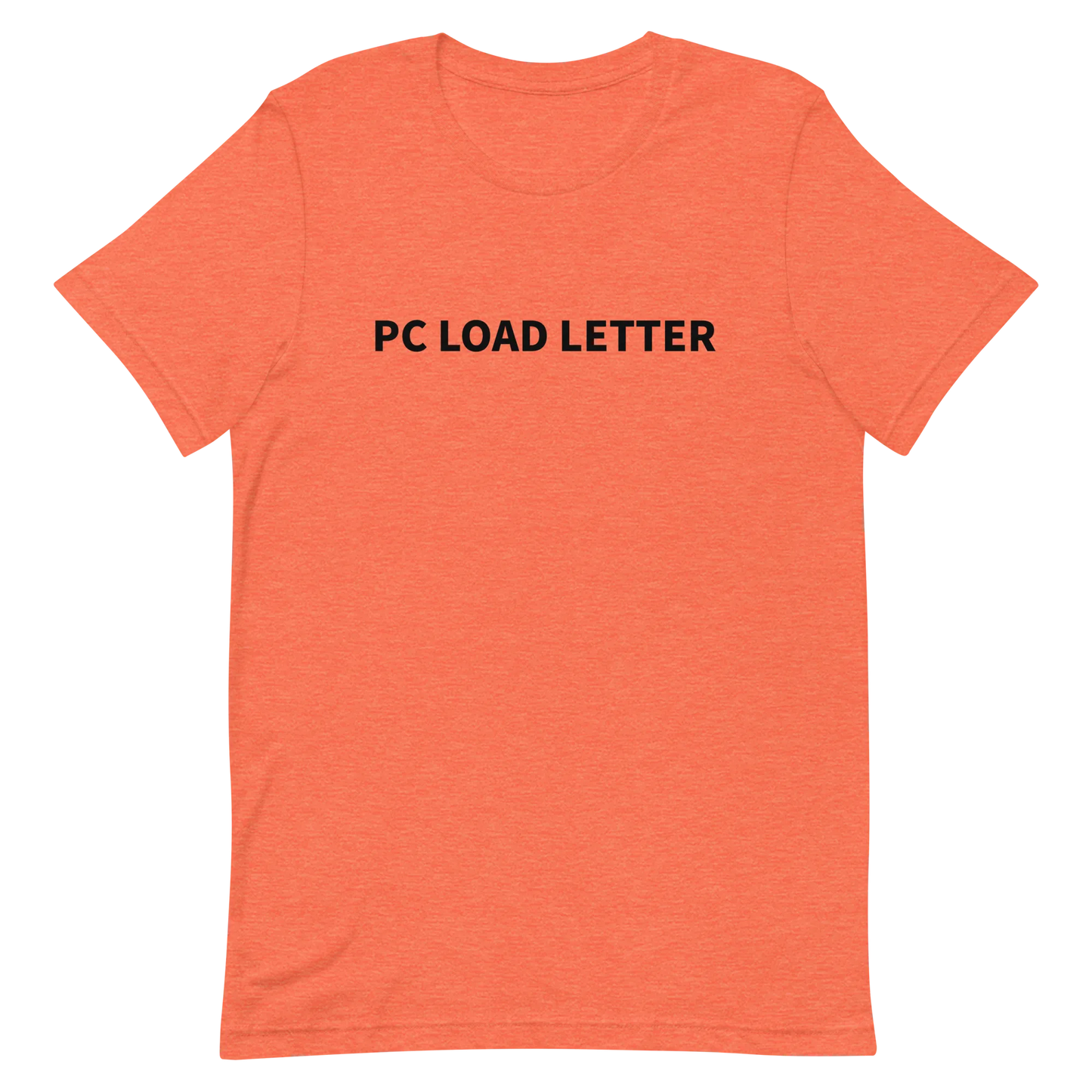PC Load Letter Tee in Heather Orange flatlay