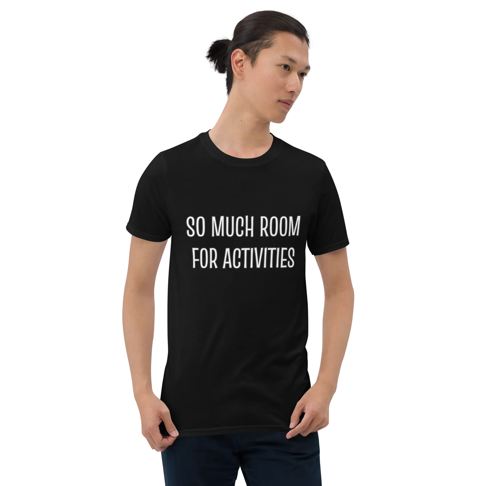 So Much Room For Activities Tee in Black on man