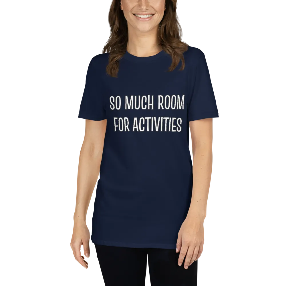So Much Room For Activities Tee in Navy on woman