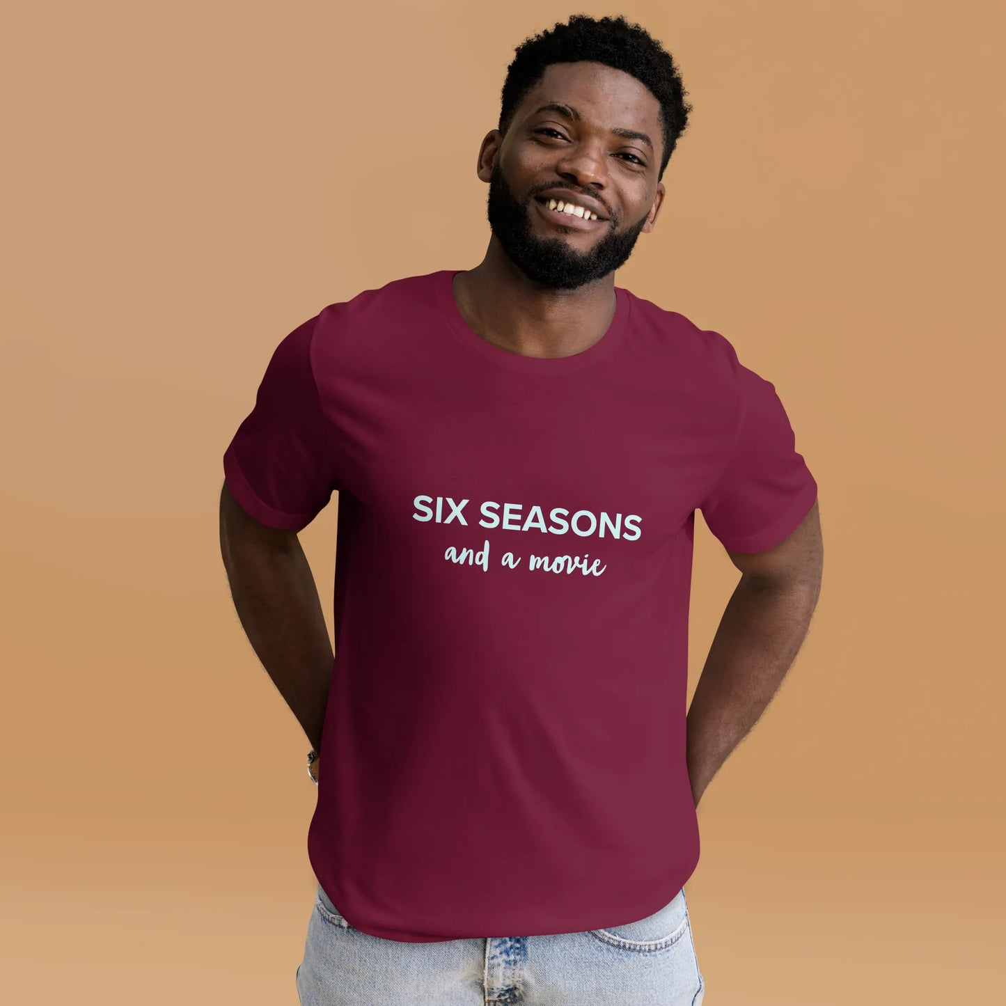 Six Seasons and a Movie Tee in Maroon on man