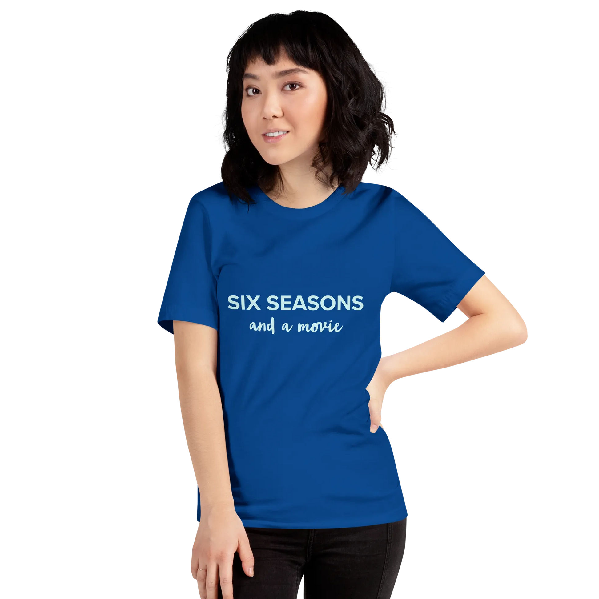 Six Seasons and a Movie Tee in true Royal on woman