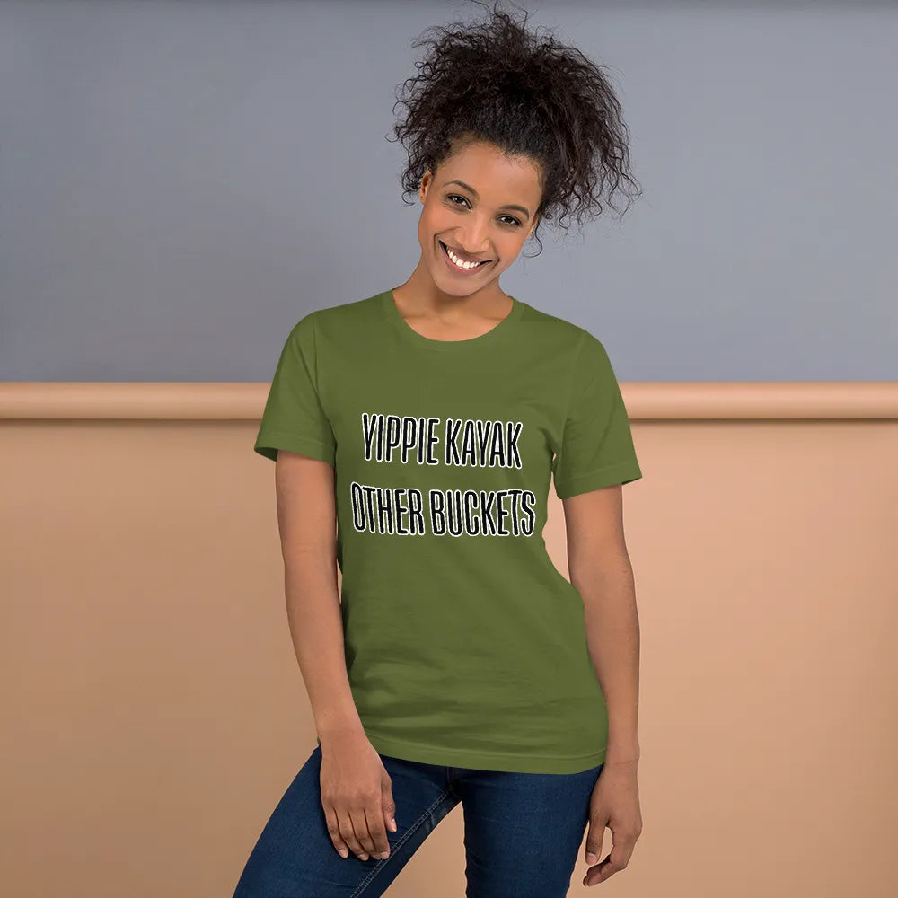 Yippie Kayak Other Buckets Tee in Olive on woman